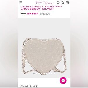Betsey Johnson Pearl Heart Crossbody Bag - Silver